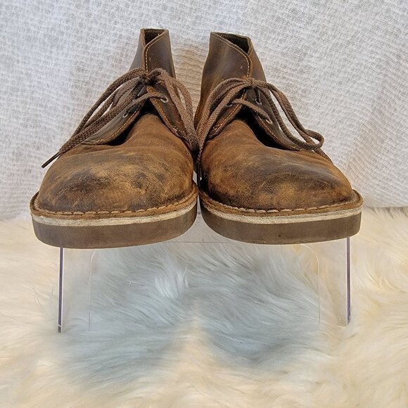 Clarks Men's Chukka Desert Boots Ankle Lace Up Brown Leather 12 Shoe Distressed - Picture 3 of 12